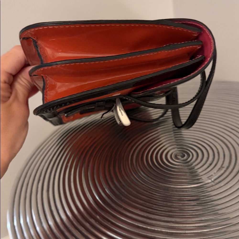 Prada Orange and Black Patent Leather Satchel - Picture 5 of 9